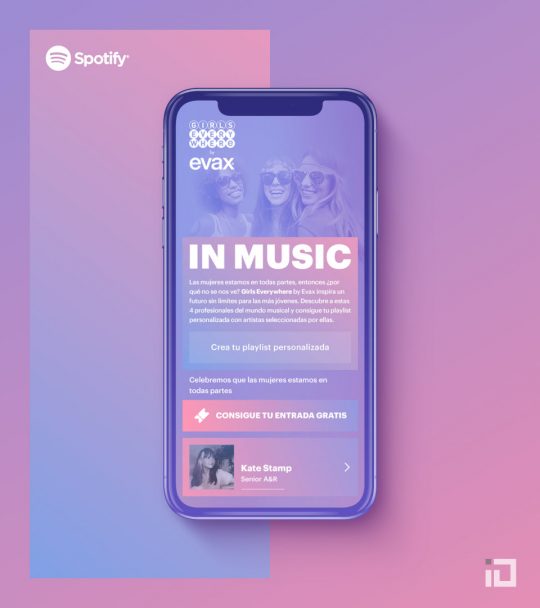 EVAX 'Girls Everywhere' - Spotify digital campaign - Binalogue - UX, Web design & development