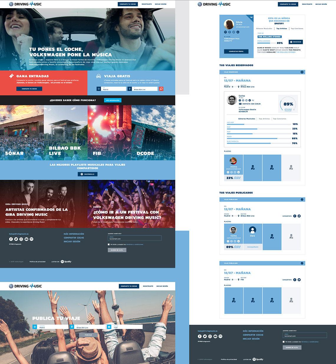 Volkswagen Driving Music - Carsharing platform - Binalogue - UX, Wed design & Web development
